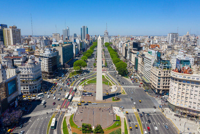 布宜诺斯艾利斯的方尖碑地标和绿色字母BA
