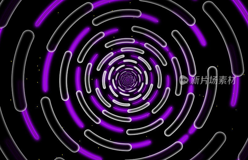 紫色的圆形形状和光束，运动图形与数字线条技术抽象的背景概念无缝循环