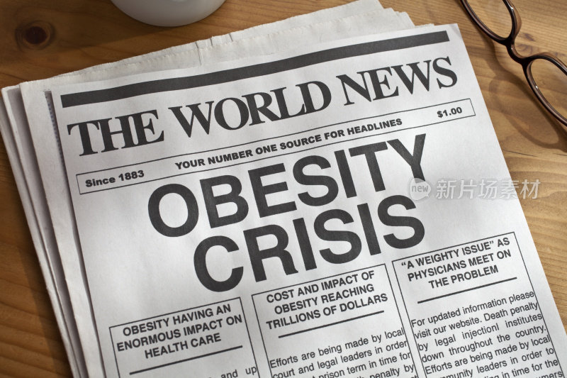 以肥胖危机为大标题的模拟报纸