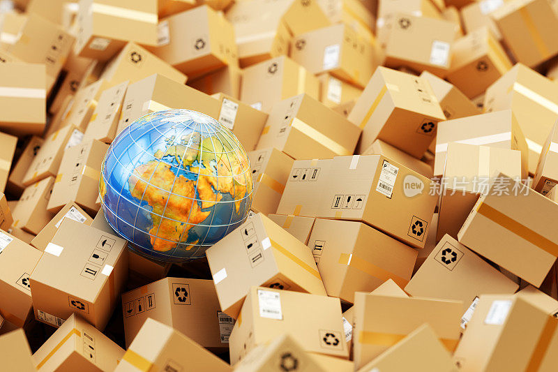 配送仓库，国际包裹运输，全球货运理念