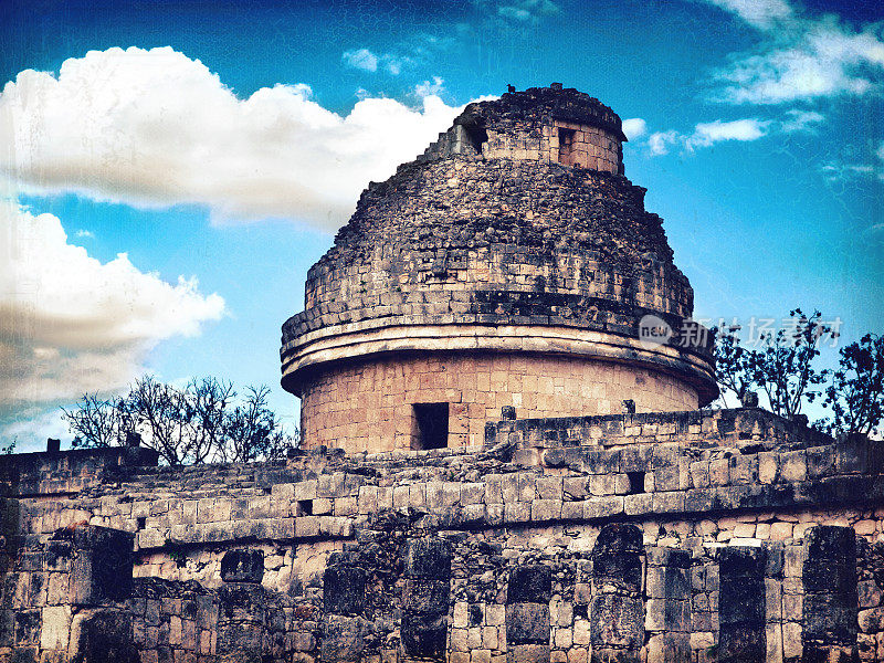 墨西哥奇琴伊察玛雅天文台。复古的风格