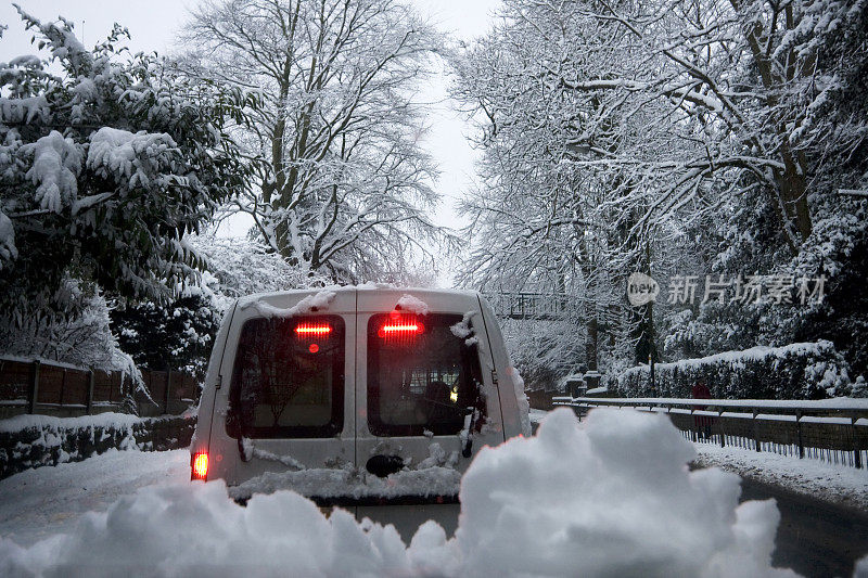 冬天在雪中开车