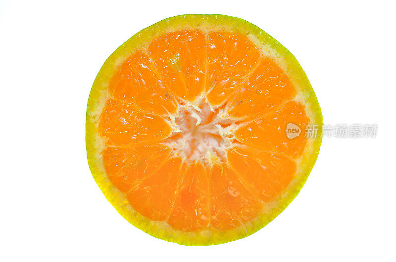 俯视图橙色切成两半孤立的白色
