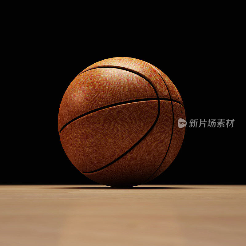 黑色背景的拼花地板上的篮球