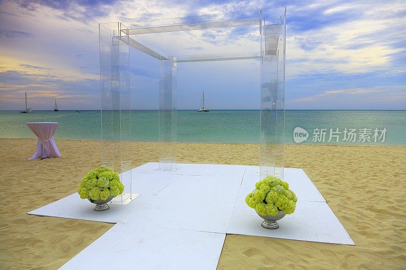 婚礼观景台仪式，棕榈滩天堂，加勒比海，阿鲁巴
