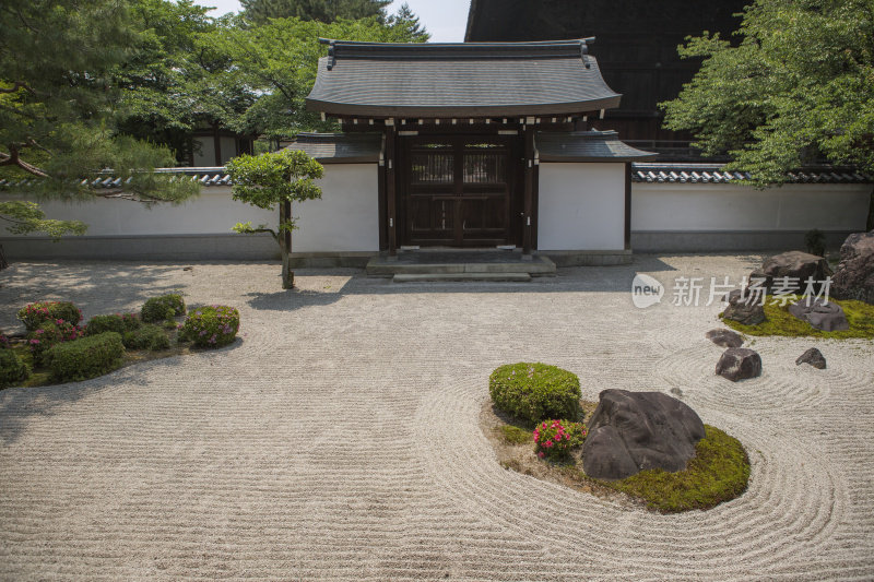 日本京都百库曼本细寺的禅宗花园