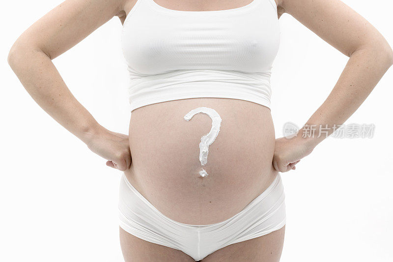 孕妇腹部上有问号