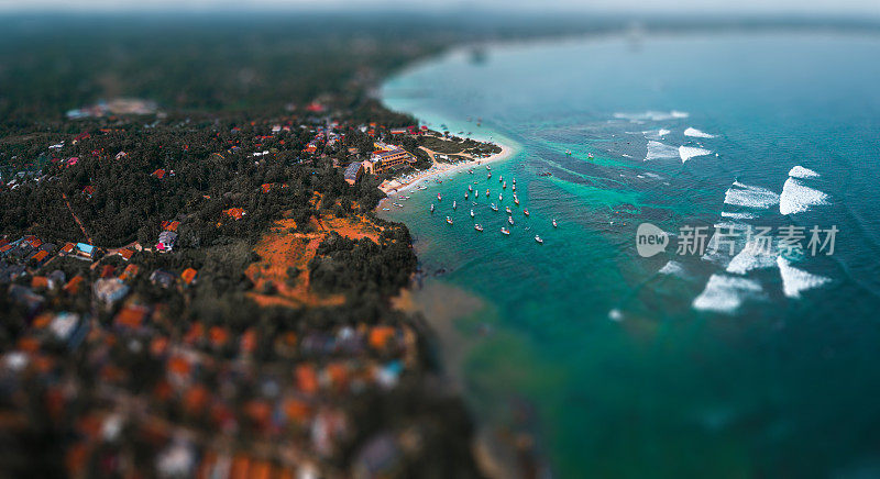 斯里兰卡岛南海岸的鸟瞰图