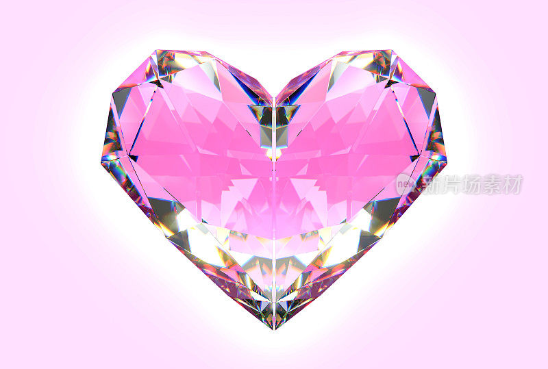 现实的粉红色钻石孤立在粉红色的背景