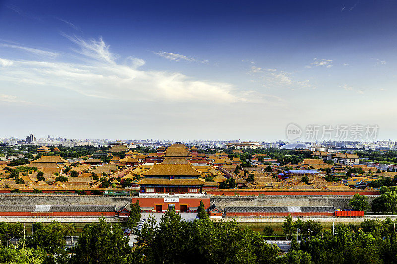 从北京景山公园山顶俯瞰紫禁城，中国，亚洲