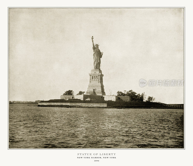 自由女神像，纽约港，美国，古董美国照片，1893年
