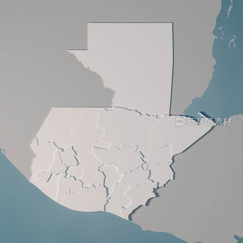 危地马拉国家地图行政区划3D渲染