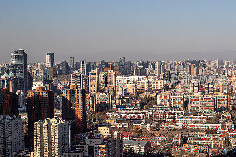 北京高层建筑鸟瞰图，鸟瞰建筑天际线