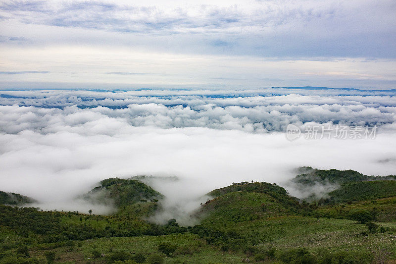 墨西哥恰帕斯地区的峡谷和丛林，雾气蒙蒙