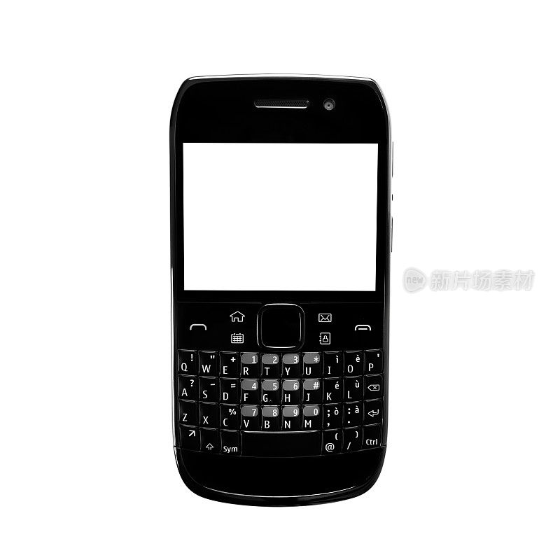 智能手机白屏qwerty键盘隔离。黑色的颜色。