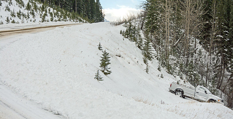 大雪引发的山区交通事故。