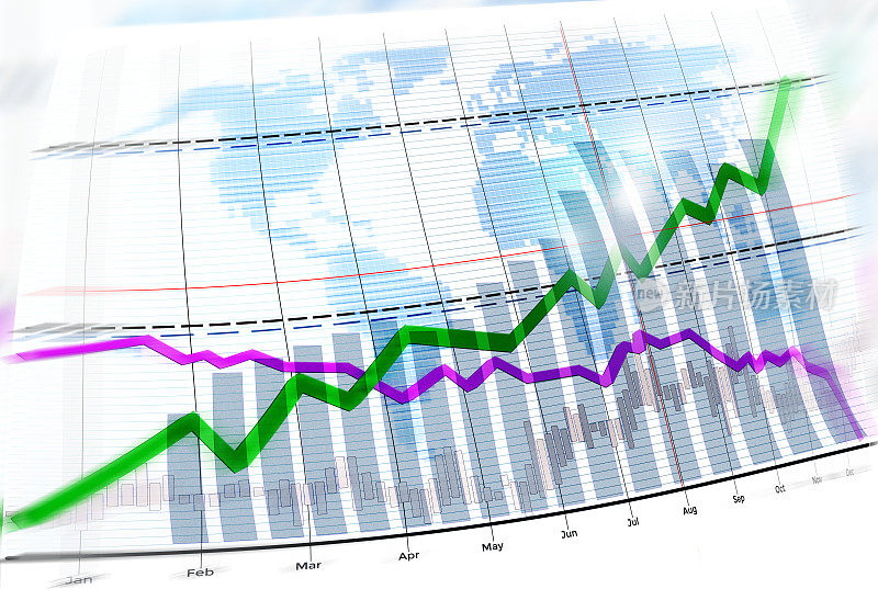 商业概念-股票图表显示增长趋势的市场