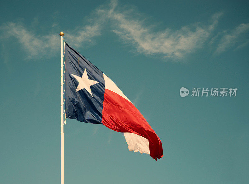 蓝天映衬下的德州国旗