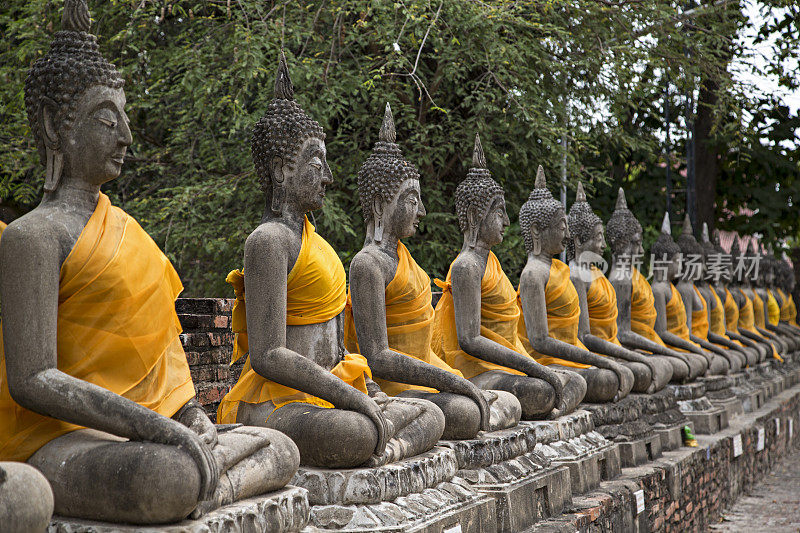 佛像排。泰国大城府衙斋旺孔寺