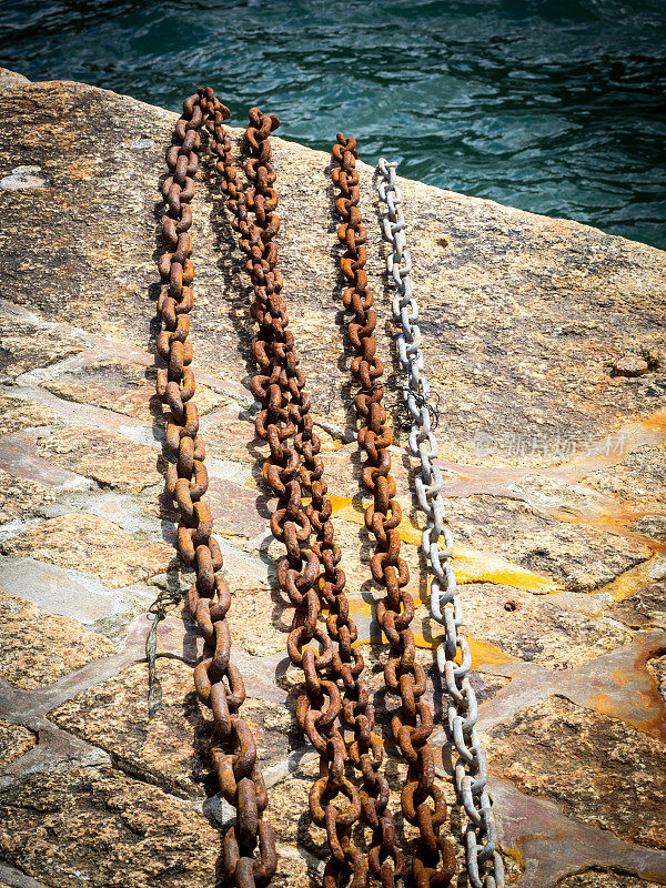 港湾墙上的铁链