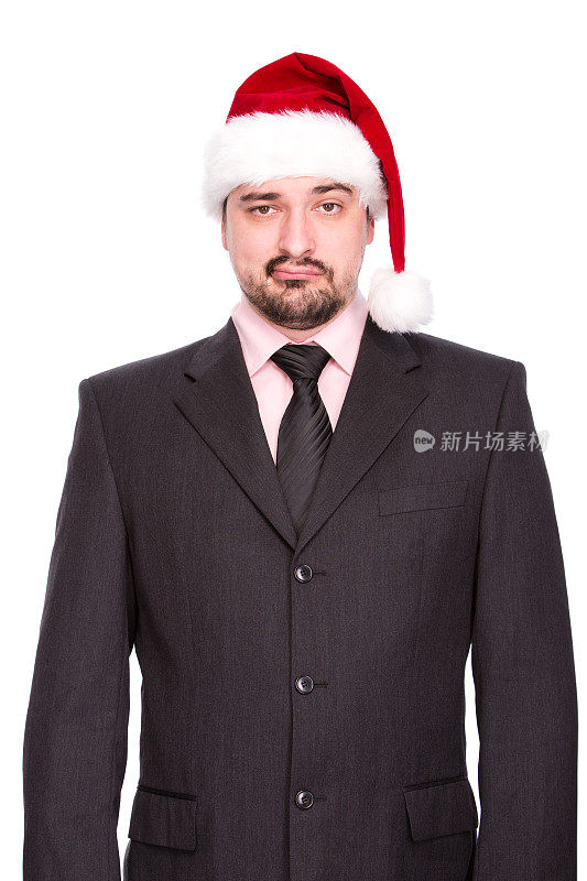 戴着圣诞老人帽的商人