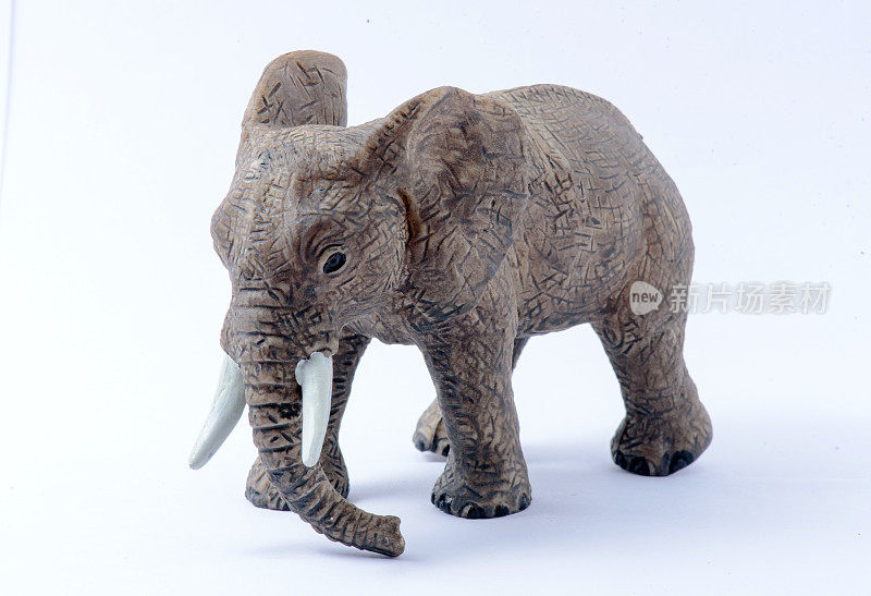 大象玩具模型孤立在白色背景上