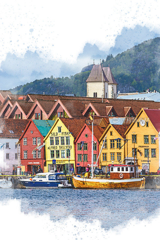 挪威-水彩画