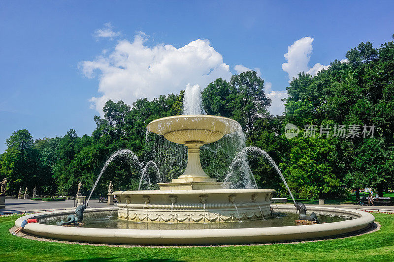 美丽的喷泉在城市公园