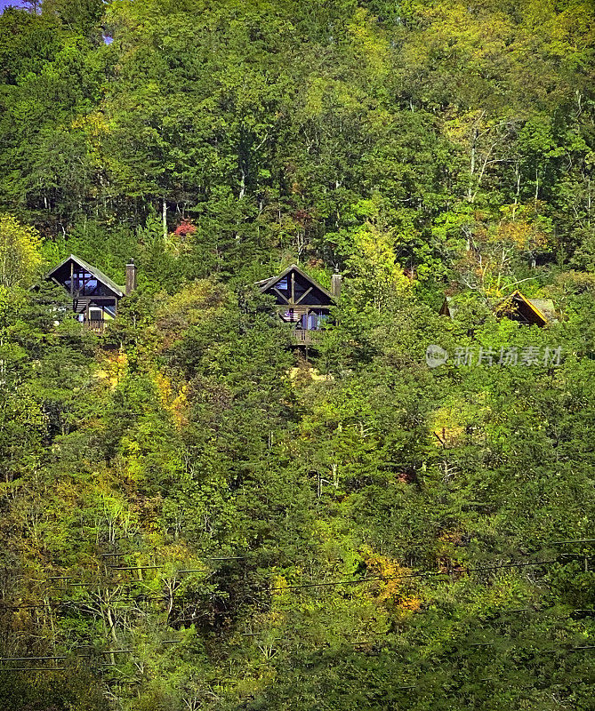 田纳西州鸽子福吉秋叶中的小屋