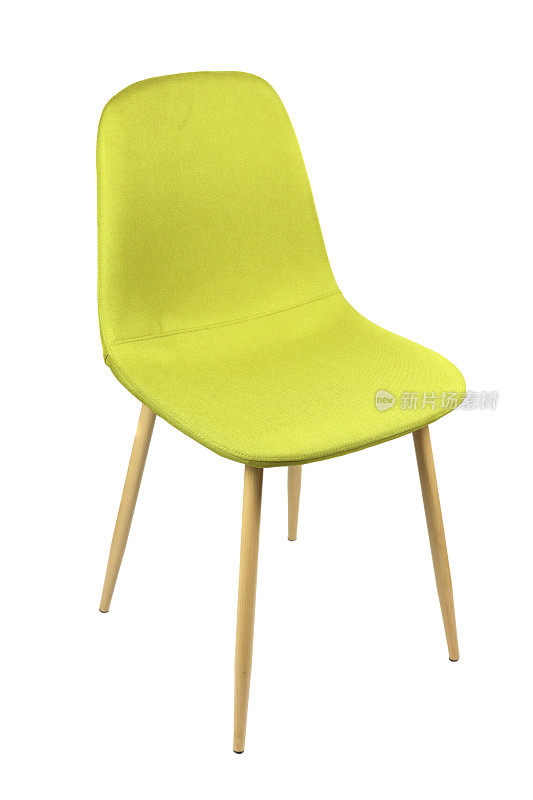 现代的淡绿色椅子孤立在白色上，室内设计
