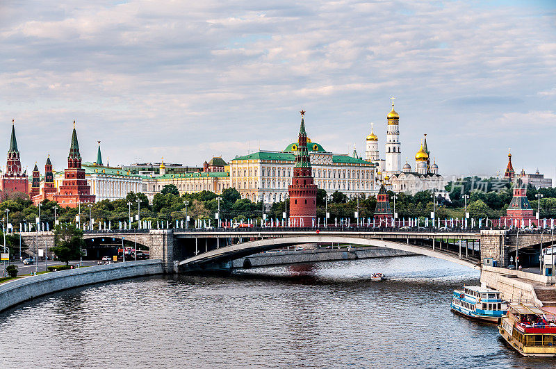 美丽的莫斯科河和桥在莫斯科，俄罗斯
