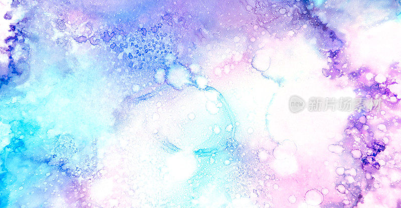 全息抽象年份梯度流体抽象。白色液体流体油图片流体丙烯酸漆。紫色的现代经典