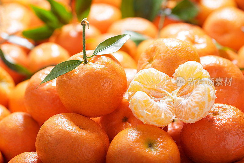 柑桔果或橘子为背景，俯视图