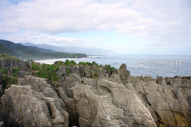 新西兰西海岸普纳凯基的煎饼岩