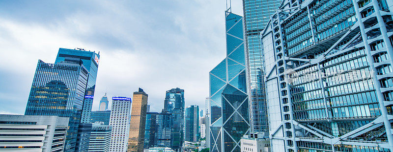香港天际线鸟瞰图。