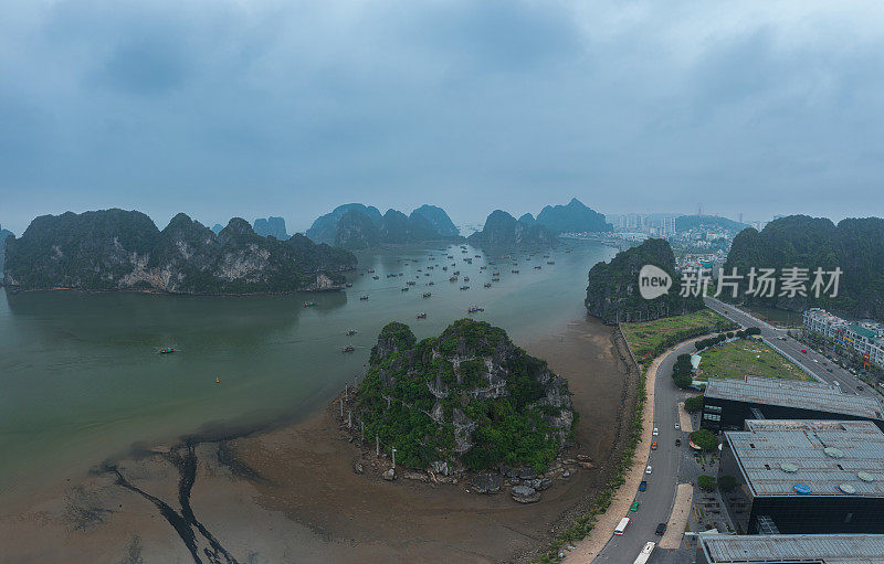 无人机拍摄下龙湾全景图