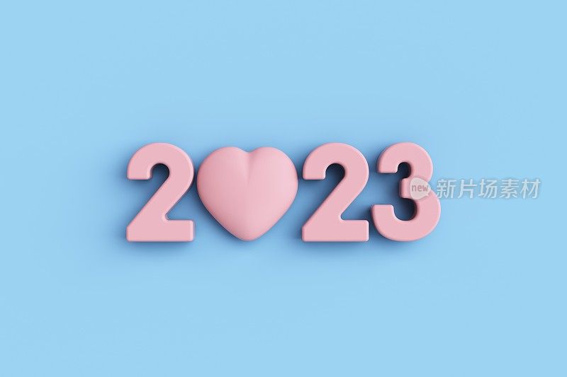 2023年，蓝底红心。