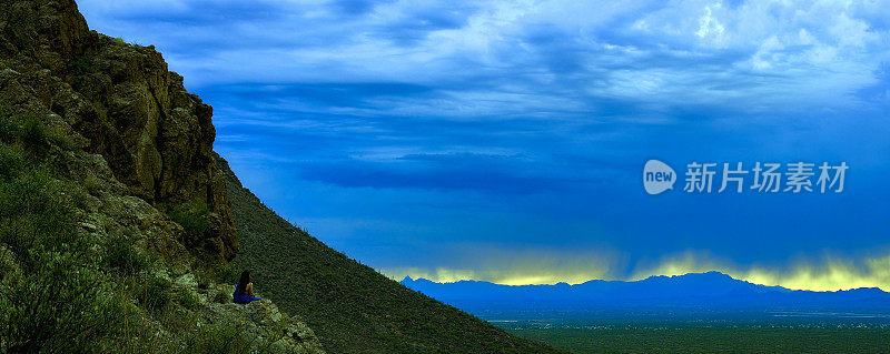 黄昏时的孤独沉思，盖茨山口，亚利桑那州图森