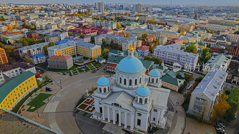 喀山圣母圣像大教堂。喀山,鞑靼斯坦。俄罗斯。喀山波戈罗季茨基修道院的领地