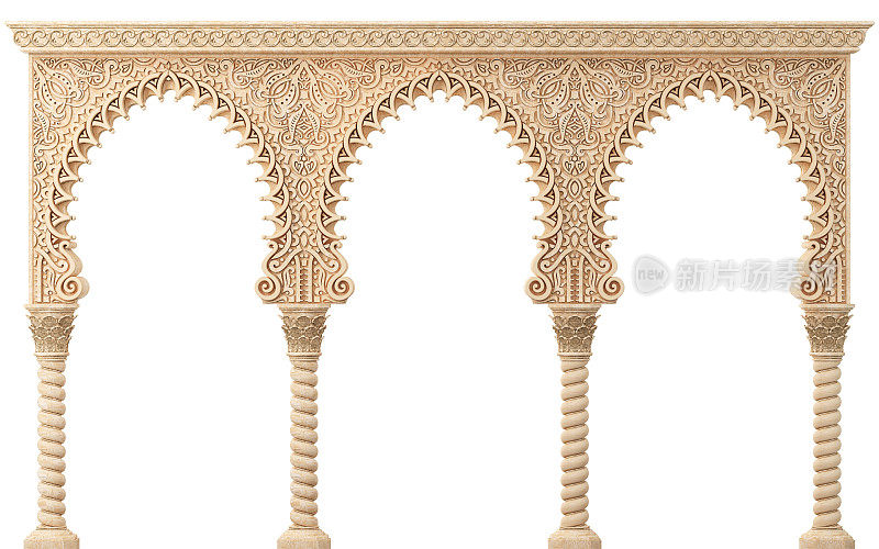印度或阿拉伯风格的装饰性雕刻拱门
