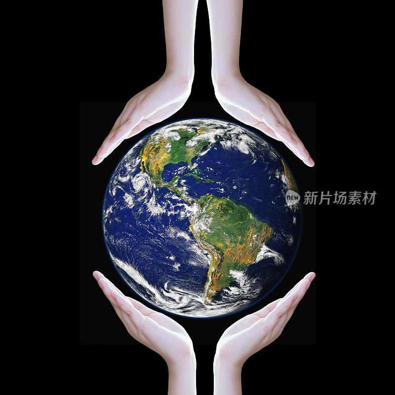 手保护地球，这张照片由美国宇航局提供