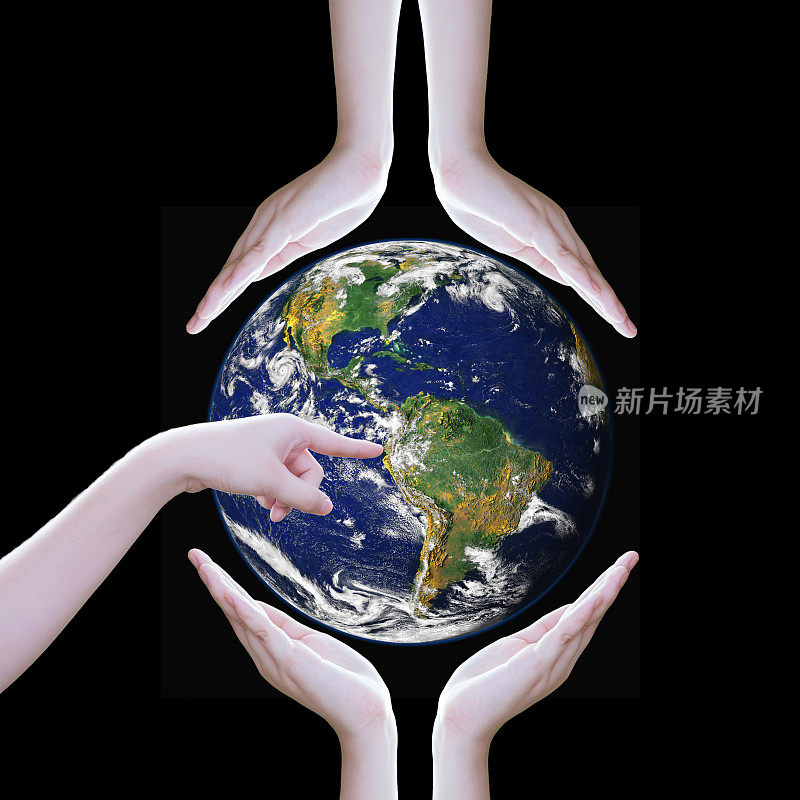 手保护地球，这张照片由美国宇航局提供