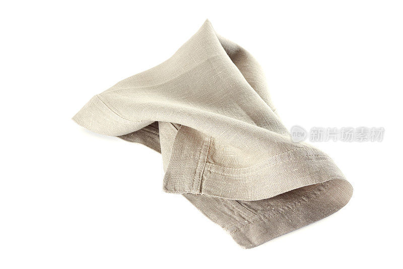 白色的皱巴巴的亚麻布餐巾