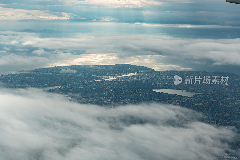 从空中俯瞰华盛顿州西雅图市