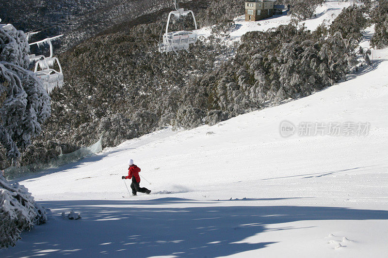 雪地里的滑雪者