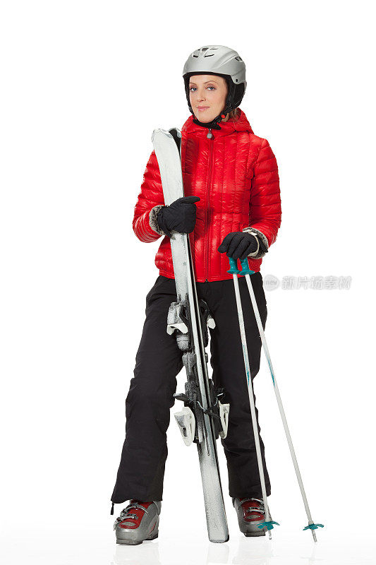 女人雪滑雪