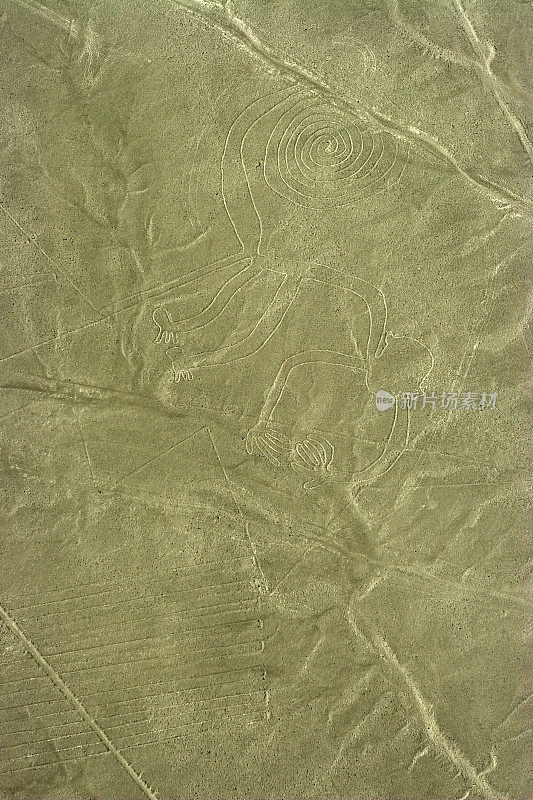 秘鲁纳斯卡古猴地形图的梯形线条景观