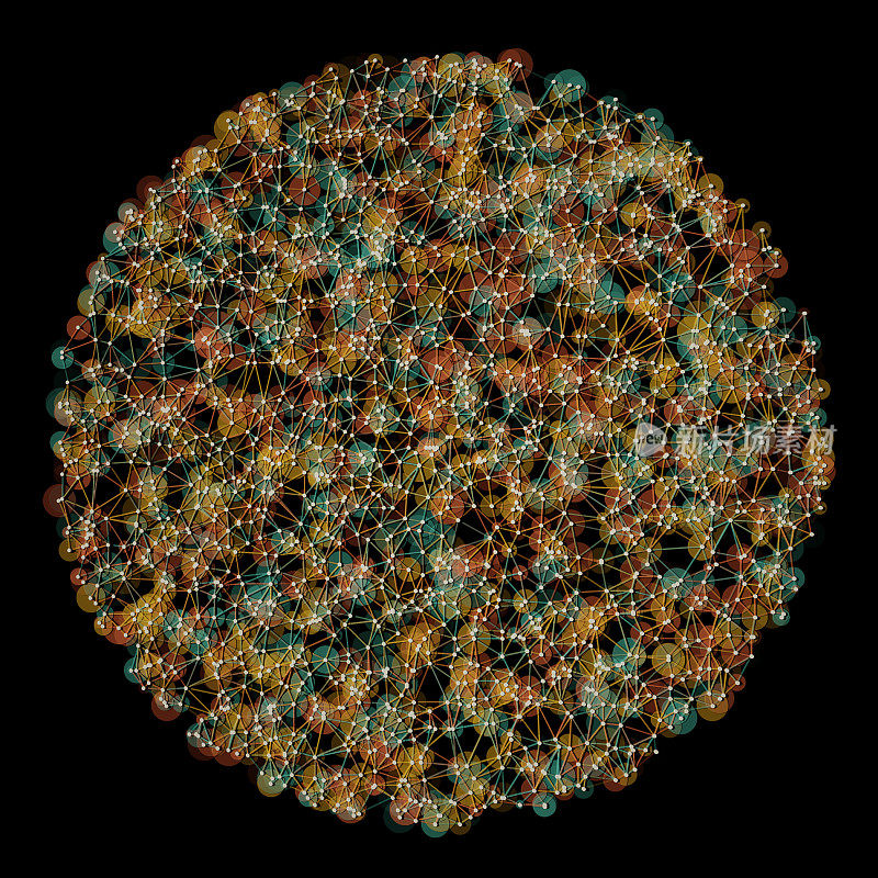 橙色圆圈抽象网络模式3D