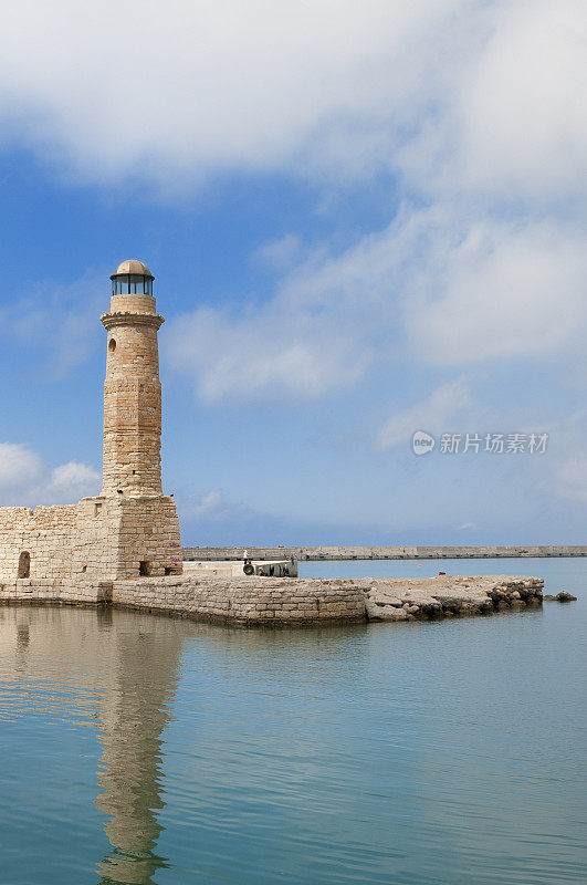希腊克里特岛上的灯塔