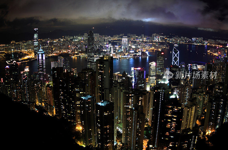 香港夜景广角拍摄